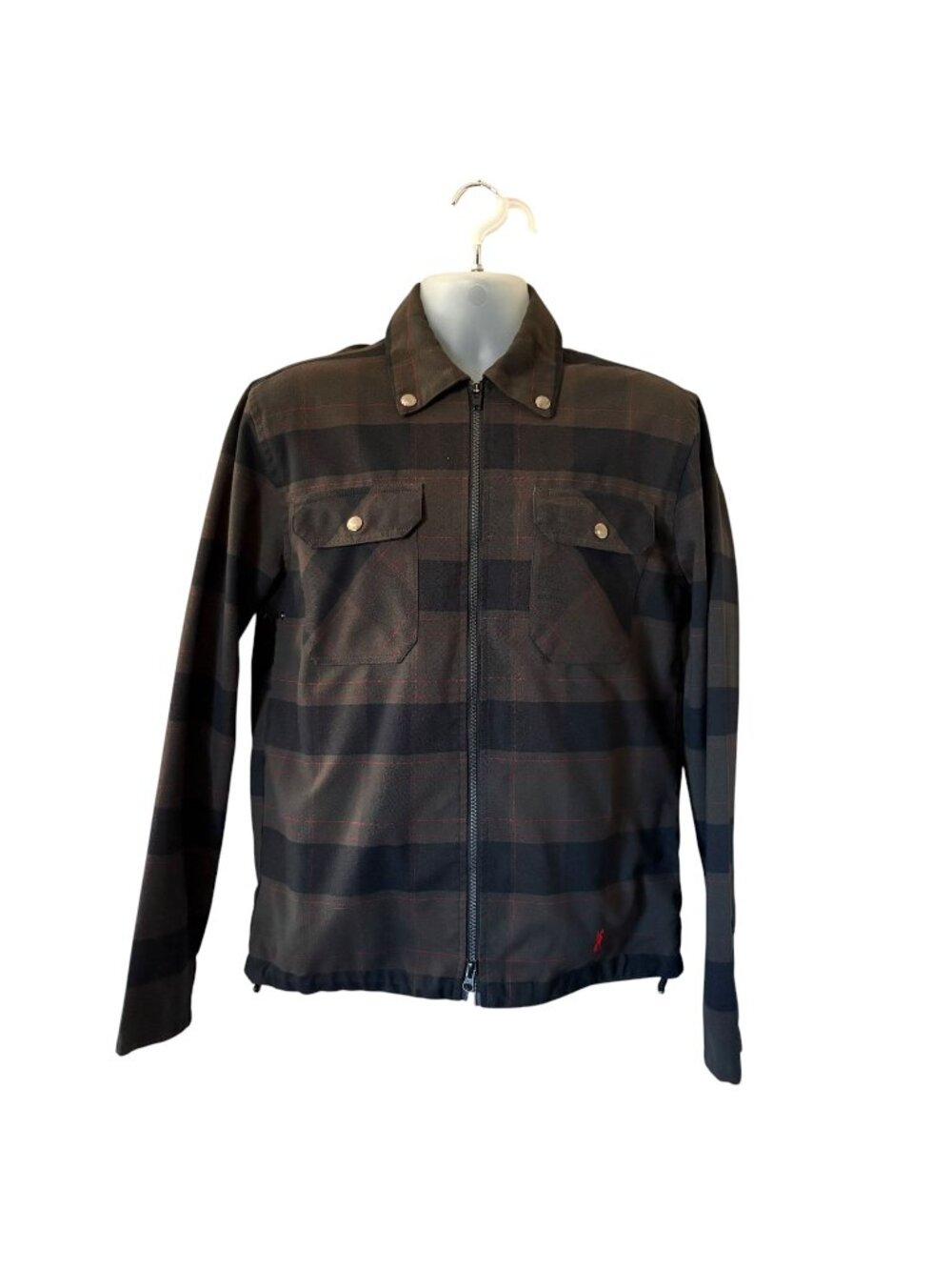 Chrome Industries Jacket Ike Windshirt Mens LARGE Green Plaid Utility Biking